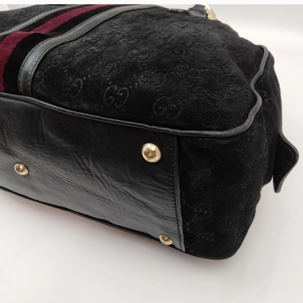 Gucci Sherry Line Black Suede Icon Bag - Picture 6 of 8
